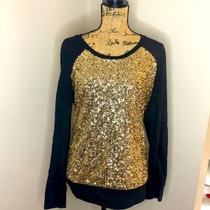Black and Gold Sequin Top